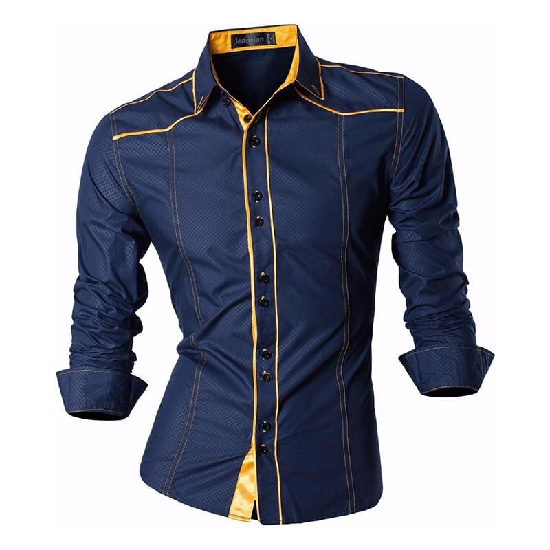 Jeansian Men Casual Dress Shirts Fashion Stylish Long Sleeve Slim