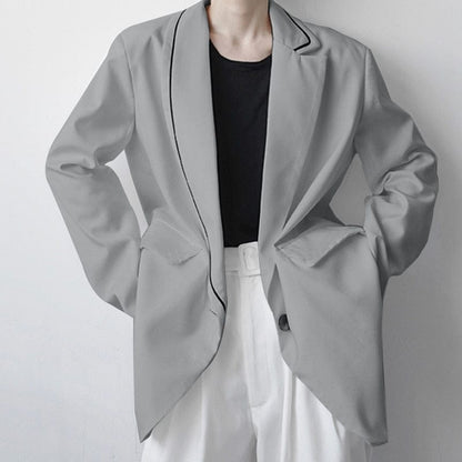 INCERUN Fashion Men Casual Blazer  Lapel Long Sleeve Streetwear Elegant Suits Men One Button Solid Color Thin Jackets 5XL 7