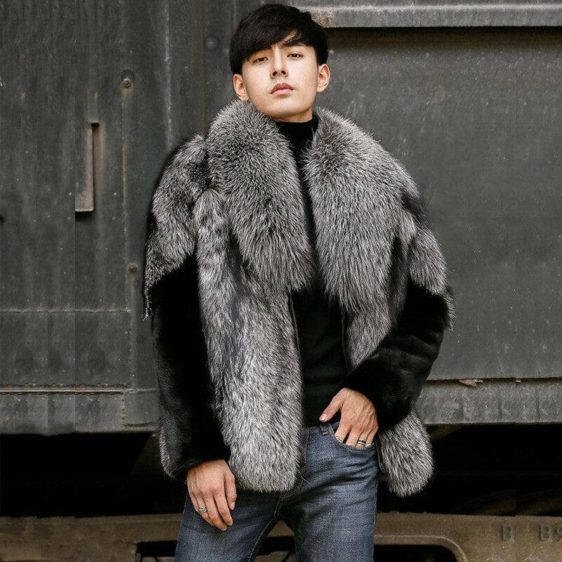 Luxury Furry Jackets Coats Men Winter Warm Coat Faux Fur Outwear Winter 2021 New Grey Fur Male Outwear Male Winter Warm Clothing