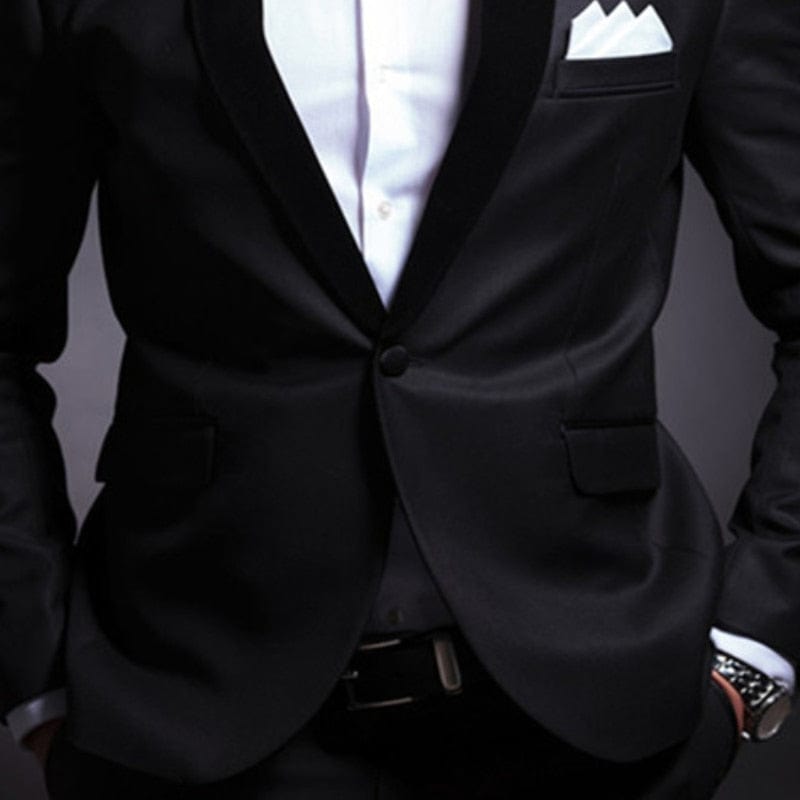 Tuxedo de nuntă negru pentru mire, 2 piese, slim fit, pentru bărbați, set de costume pentru bărbați, rever personalizat, pentru bal de afaceri, jachetă prietenoasă cu pantaloni 2022