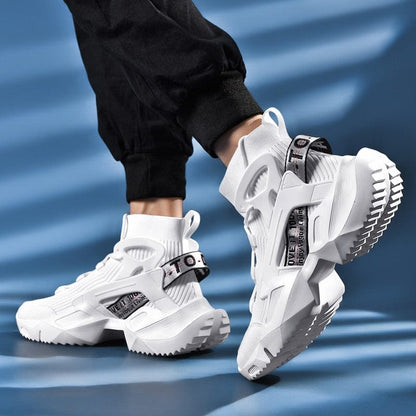 FEOZYZ High Top Fashion Sneakers Men Breathable Running Shoes Knitting Sock Shoes