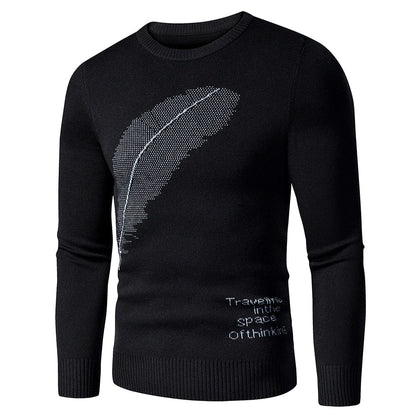 Men  Autumn New Casual Classic Embroidery Thick Sweater Pullovers Men Winter Fleece Fashion Warm Vintage Outfit Sweaters Men