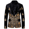 Floral Embroidery Wedding Suits For Men Luxury Wine Velvet Formal Slim Fit Single Button Mens Party Clothes Business Suit Jacket