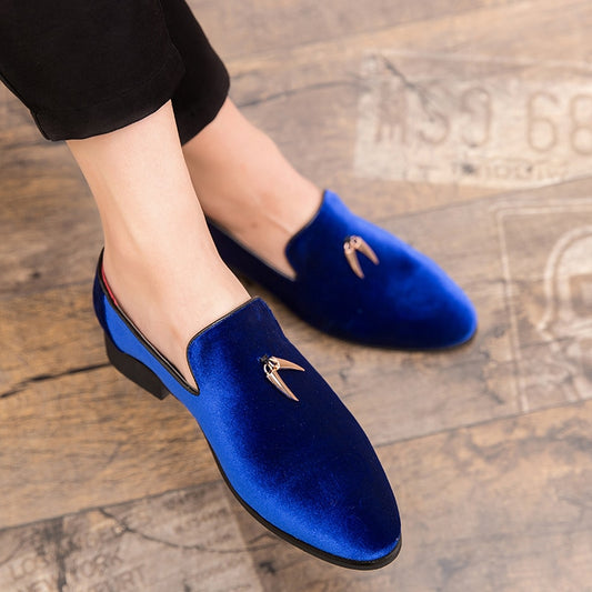 QUAOAR Fashion Party and Wedding Handmade Men Loafers Men Velvet Shoes Leaves and Gold Buckle Men Dress Shoe Men&#39;s Flats ST384