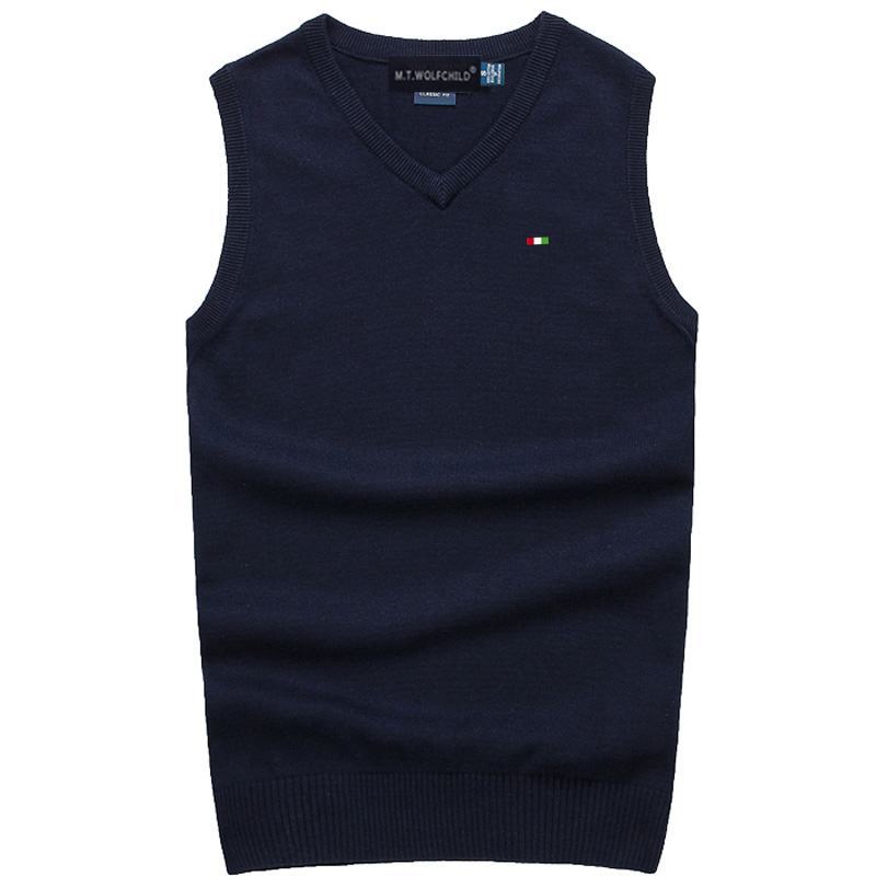 Good Quality Spring Autumn Men's Vest Sleeveless Sweaters Pullovers 100% Cotton Casual Knitted Vest Fashion Knitted Male Tops