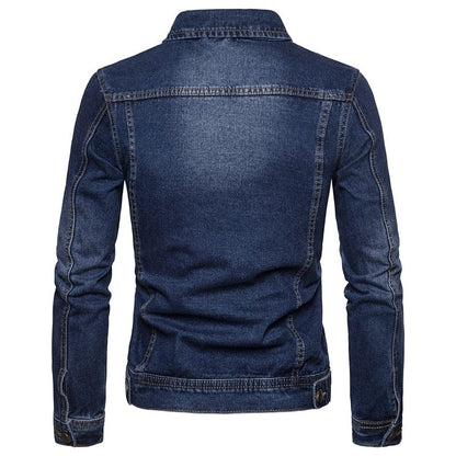 Spring Autumn Men Denim Jackets Casual Solid Color Lapel Single Breasted Jeans Jacket Men Slim Fit Cotton Outwear Jackets 5xl-M