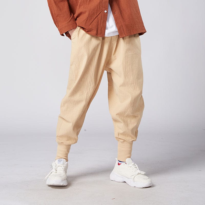 MrGB  Chinese Style Men Cotton Linen Harem Pants Streetwear Man Casual Joggers Harajuku Elastic Waist Male Oversized Trouser