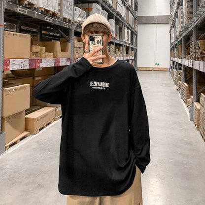 LAPPSTER Men Graphic Letter T Shirt Long Sleeve  Autumn Mens Harajuku Streetwear Kpop Tshirts Colorful Tops Tees Plus Size