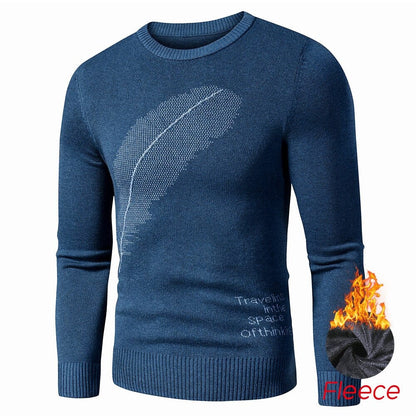Men  Autumn New Casual Classic Embroidery Thick Sweater Pullovers Men Winter Fleece Fashion Warm Vintage Outfit Sweaters Men