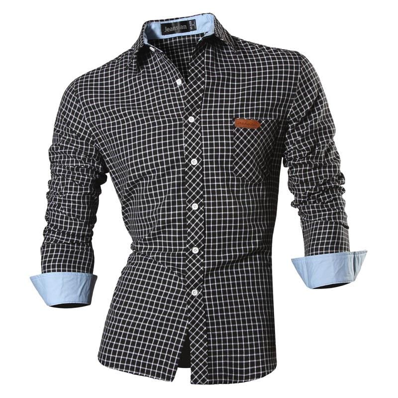 Jeansian Men Casual Dress Shirts Fashion Stylish Long Sleeve Slim