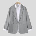 INCERUN Fashion Men Casual Blazer  Lapel Long Sleeve Streetwear Elegant Suits Men One Button Solid Color Thin Jackets 5XL 7