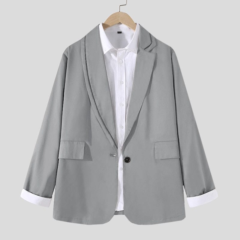 INCERUN Blazer casual pentru bărbați, 2022, cu rever, cu mânecă lungă, îmbrăcăminte de stradă, costume elegante, jachete subțiri, cu un singur buton, 5XL 7