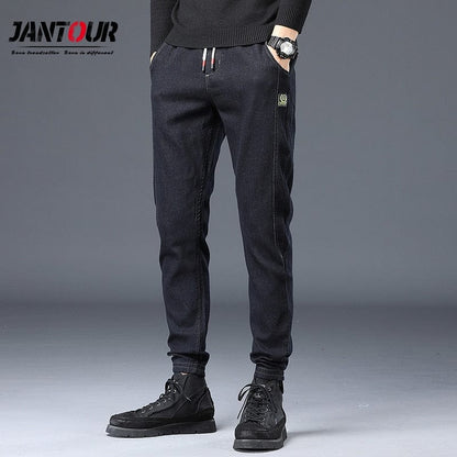 Spring Summer Men's Jeans Cotton Denim Hip Hop Slack Bottom Joggers Streetwear Skinny Blue Pants Hombre Harem Trousers Men M-4XL
