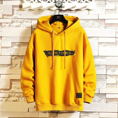 Japan Style Casual O-Neck  Spring Autumn Print Hoodie Sweatshirt Men'S Thick Fleece Hip Hop High Streetwear Clothes