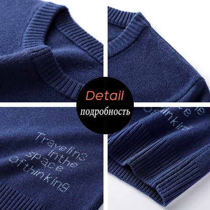 Men  Autumn New Casual Classic Embroidery Thick Sweater Pullovers Men Winter Fleece Fashion Warm Vintage Outfit Sweaters Men