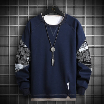 Single Road Crewneck Sweatshirt Men  Spring Harajuku Oversized Japanese Streetwear Black Hoodie Men Sweatshirts Hoodies Male