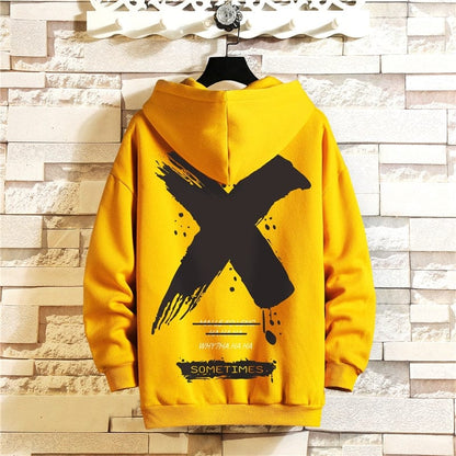 Japan Style Casual O-Neck  Spring Autumn Print Hoodie Sweatshirt Men'S Thick Fleece Hip Hop High Streetwear Clothes