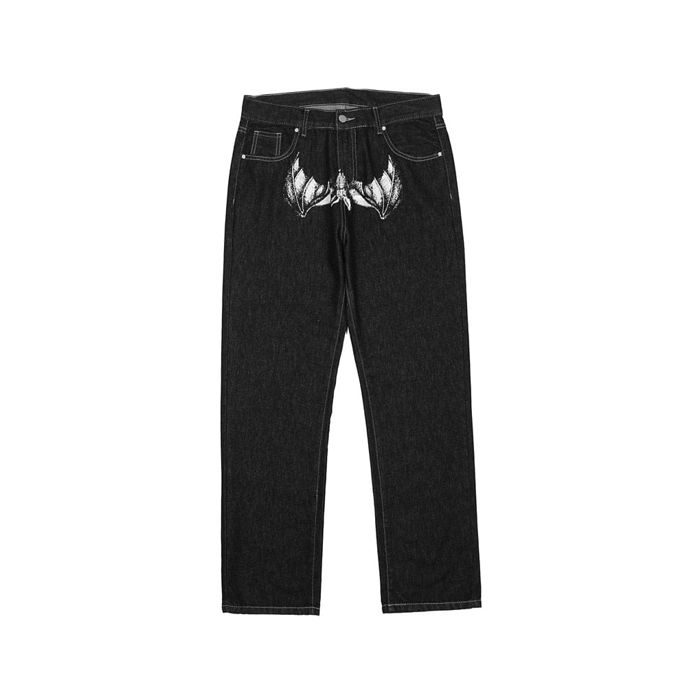 Pantaloni de denim cu imprimeu portret parohii Pantaloni largi, amuzanți, cu picioare drepte, pantaloni casual, blugi y2k, bărbați