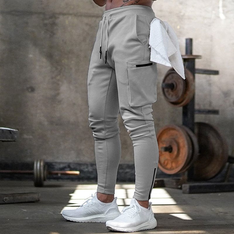 Pantaloni de jogging Bărbați 2020 Pantaloni de stradă, buzunare cu fermoar multiple Pantaloni pentru bărbați musculari, pantaloni de trening Trening 20CK19