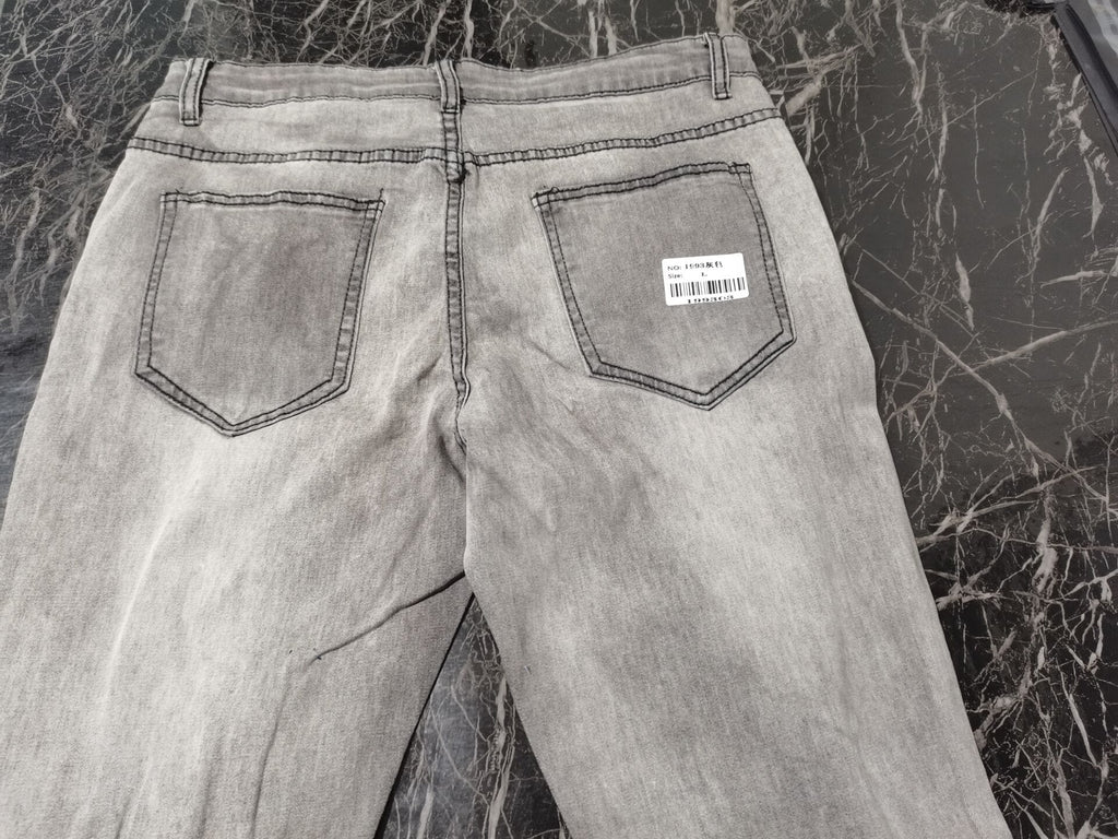 New Men's Slim-Fit Ripped Jeans Men's Painted Jeans Patch Beggar Pants Jumbo Men's Hip Hop Pants Size S-4XL