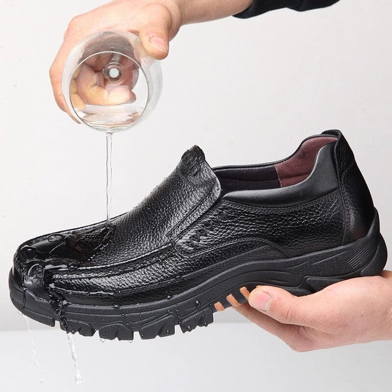 Business Genuine Leather Men Shoes Slip On Loafers Casual Leather Shoes Comfortable Quality Flats Men Shoes Winter Moccasins