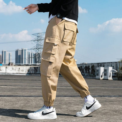 New Men's Big Pocket Cargo Harem Pants Casual Trousers Male Hip Hop Men Jogger Sweatpants Fashion Streetwear Pants Oversized