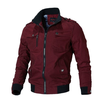 Bomber Jacket Men Fashion Casual Windbreaker Jacket Coat Men  Spring Autumn New Hot Outwear Stand Slim Military Jacket Mens