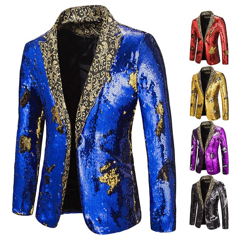 Blazer pentru bărbați, cu paiete strălucitoare, costum cu guler șal, pentru bărbați, nuntă, mire, cântăreț, bal de absolvire, cu sclipici, sacou, DJ, club, scenă, costum bărbați