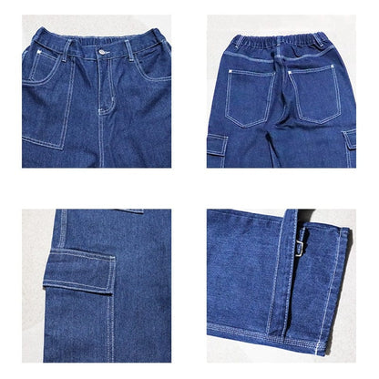 Men Jeans Wide Leg Denim Cargo jean pants Loose Straight Baggy Men's Jeans hip hop Streetwear Skateboard  Neutral denim Trousers