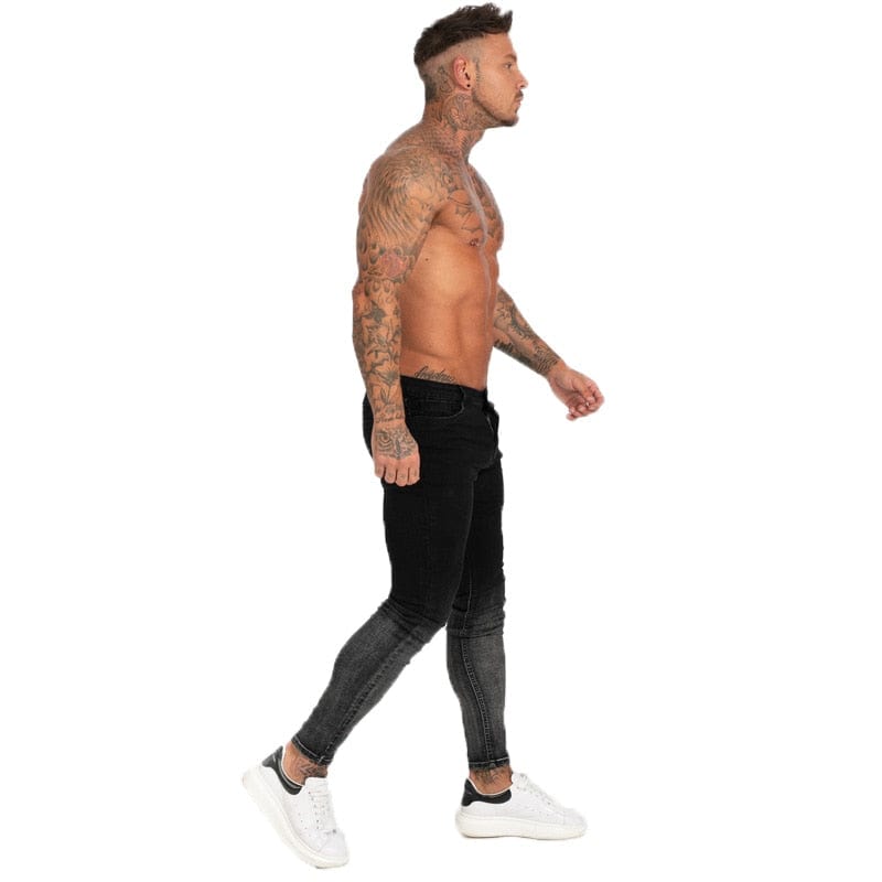 GINGTTO Blugi pentru bărbați Pantaloni slim Fit Blugi super skinny pentru bărbați Îmbrăcăminte de stradă Hio Hop Glezna Decupat strâns aproape de corp Dimensiune mare Stretc