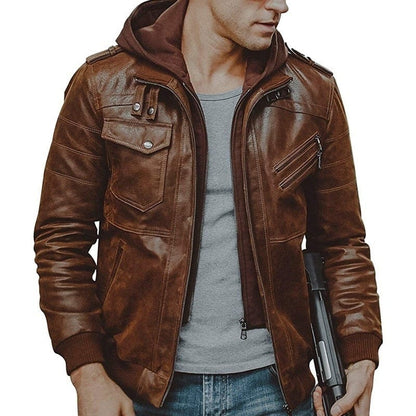 Mens Leather Jackets  Winter New Casual Motorcycle PU Jacket Biker Leather Coats European Windbreaker Genuine Leather Jacket