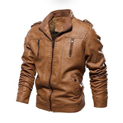 Mens Leather Jackets  Winter New Casual Motorcycle PU Jacket Biker Leather Coats European Windbreaker Genuine Leather Jacket