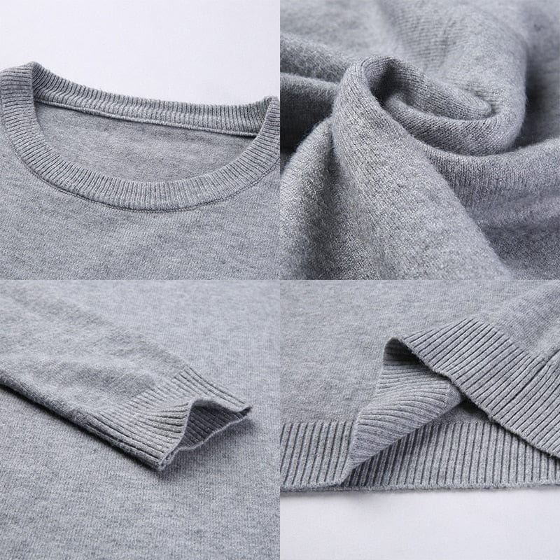 BROWON Brand Men Autumn Sweater Men's Long Sleeve O-Neck Slims Sweater Male Solid Color Business White Sweater Oversize M-4XL