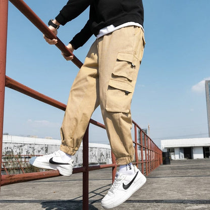 New Men's Big Pocket Cargo Harem Pants Casual Trousers Male Hip Hop Men Jogger Sweatpants Fashion Streetwear Pants Oversized