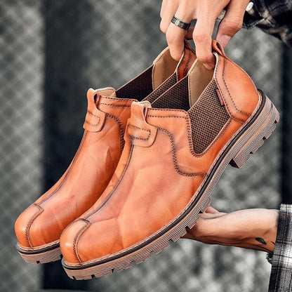 New Autumn Chelsea Boots Men Fashion Casual Men Shoes British Male Ankle Boots Comfortable Waterproof Flat Shoes Male