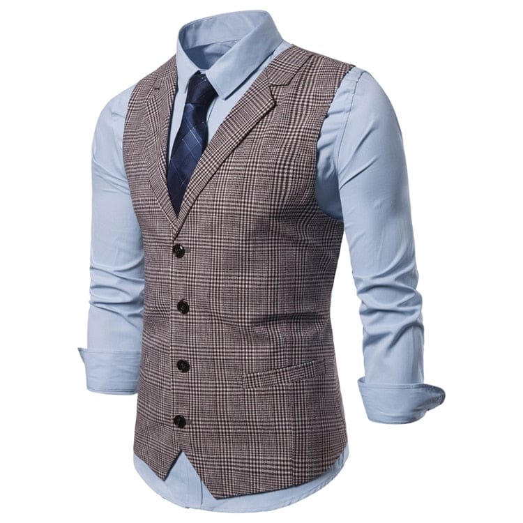 Vestă de costum pentru bărbați, vestă de modă, slim fit, în carouri subțiri, vestă pentru bărbați, Topuri, vestă subțire de afaceri, vestă pentru bărbați, în stil Anglia, costume de agrement pentru bărbați