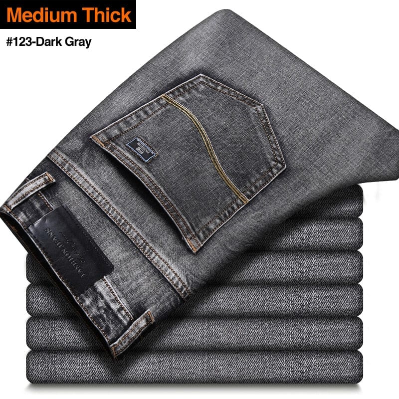 2022 New Men&#39;s Stretch Regular Fit Jeans Business Casual Classic Style Fashion Denim Trousers Male Black Blue Gray Pants