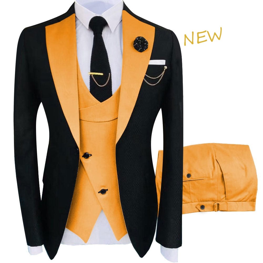 Costumul nou Homme Îmbrăcăminte populară Costum pentru bărbați Scenă de petrecere de lux Costum pentru bărbați Tuxedo Regular Fit 3 bucăți Set jachetă+pantaloni+vestă