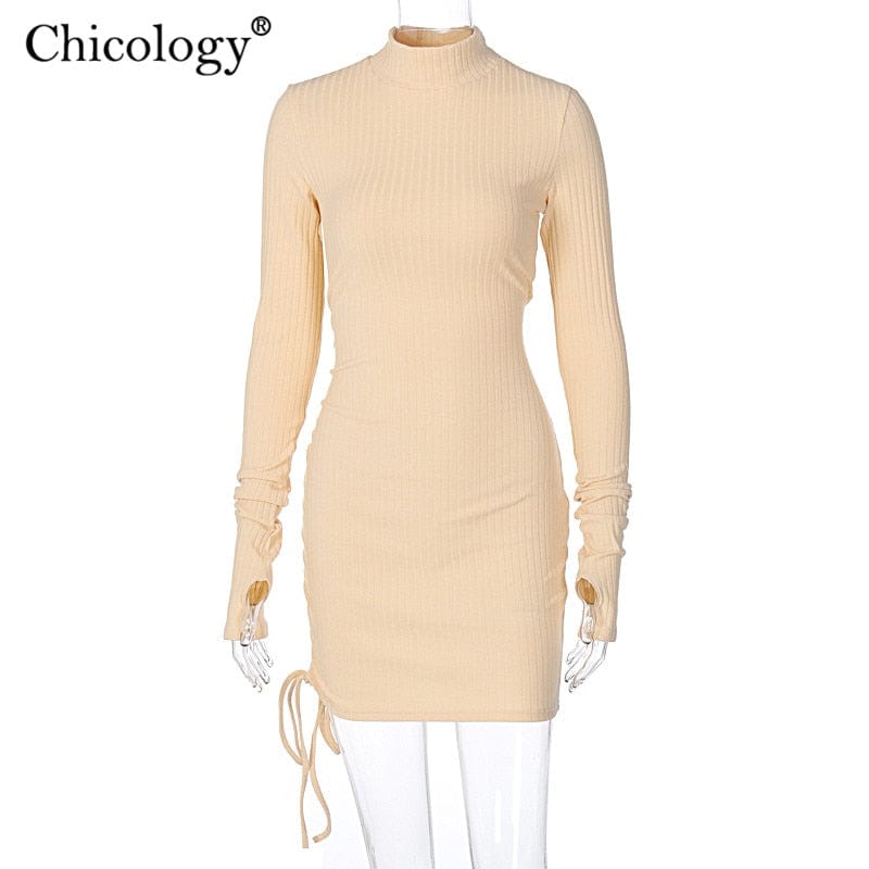 Chicology Long Sleeve Sweater Dress Mini Bodycon Sexy Outfits Women 2020 Winter Fall Elegant Fashion Clothes Party Club Christma