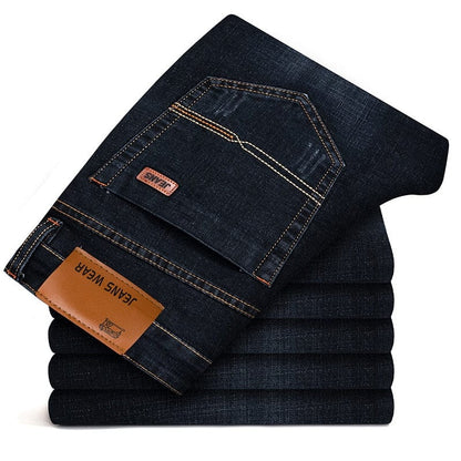 Men's Brand Stretch Jeans  New Business Casual Slim Fit Denim Pants Black Blue Trousers Jeans Male