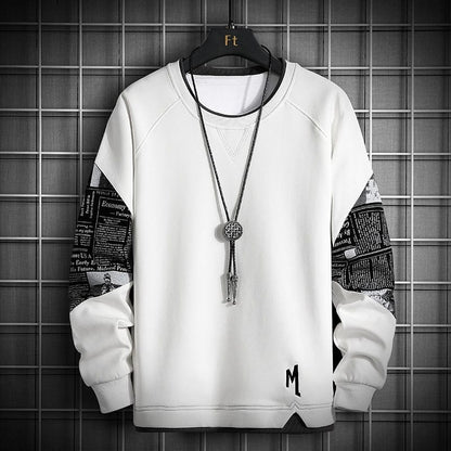 Single Road Crewneck Sweatshirt Men  Spring Harajuku Oversized Japanese Streetwear Black Hoodie Men Sweatshirts Hoodies Male