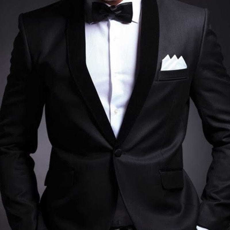 Black Wedding Tuxedo for Groom 2 Piece Slim Fit Men Suits Set Shawl Lapel Custom Prom Business Boyfriend Jacket with Pants
