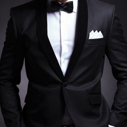 Black Wedding Tuxedo for Groom 2 Piece Slim Fit Men Suits Set Shawl Lapel Custom Prom Business Boyfriend Jacket with Pants