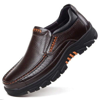 Business Genuine Leather Men Shoes Slip On Loafers Casual Leather Shoes Comfortable Quality Flats Men Shoes Winter Moccasins