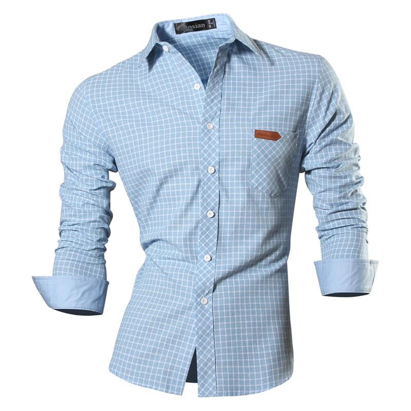 Jeansian Men Casual Dress Shirts Fashion Stylish Long Sleeve Slim