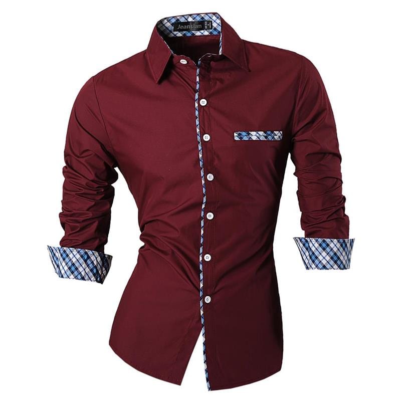 Jeansian Men Casual Dress Shirts Fashion Stylish Long Sleeve Slim