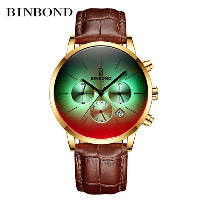 New Top Luxury Fashion Brand  Watch Men Color Bright Glass Chronograph Men's Stainless Steel Business Clock Men Wrist Watch