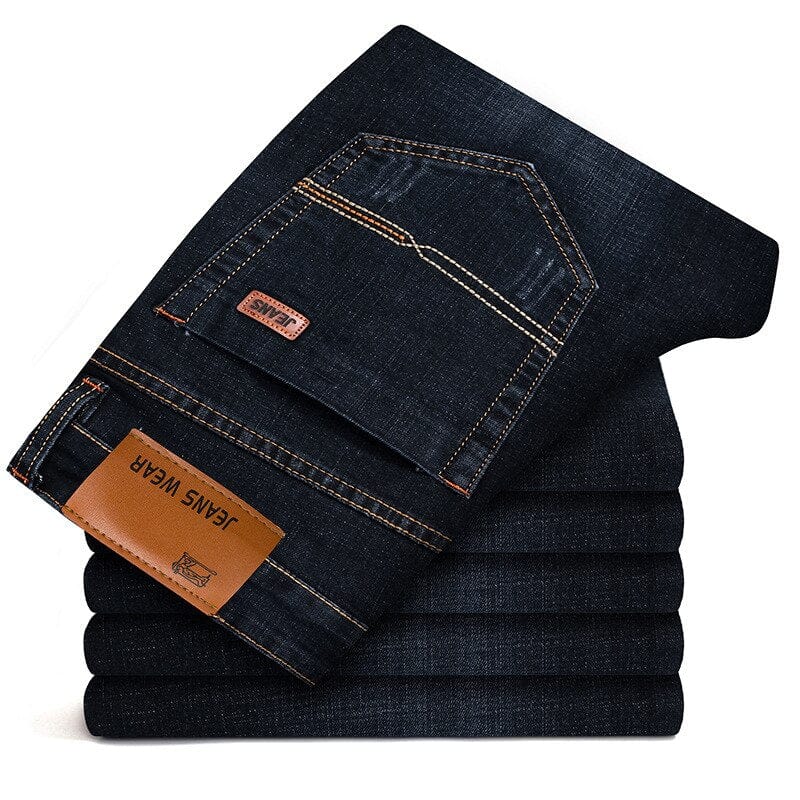 Men's Brand Stretch Jeans 2021 New Business Casual Slim Fit Denim Pants Black Blue Trousers Jeans Male