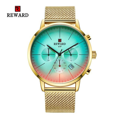 New Fashion Color Bright Glass Watch Men Top Luxury Brand Chronograph Men's Stainless Steel Business Clock Men Wrist Watch