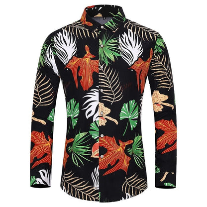 Many styles men long-sleeved plus size 7XL shirt fashion printed shirt Hawaii leisure vacation men's clothing